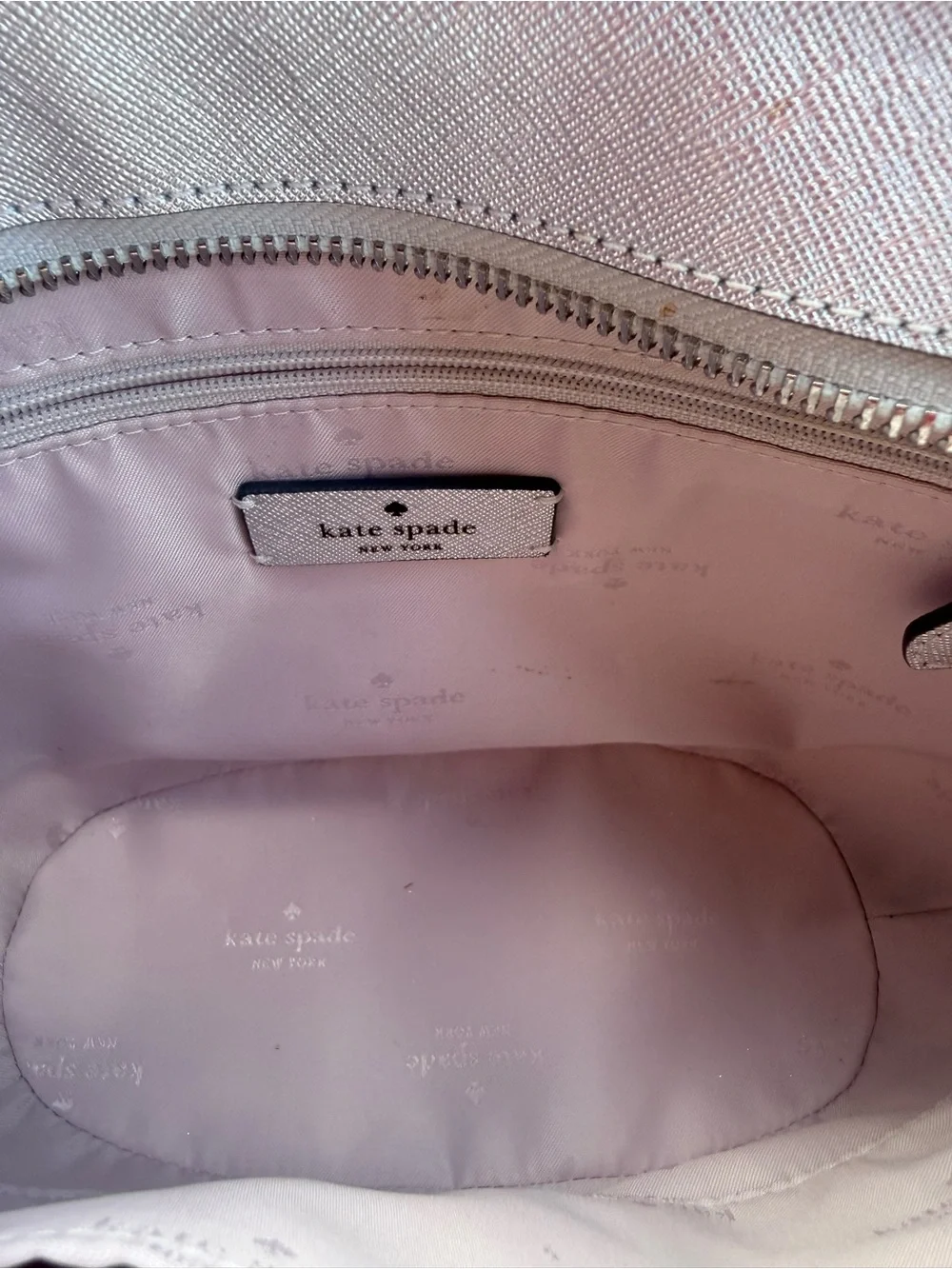 kate spade Metallic Silver Glitter Mini Satchel